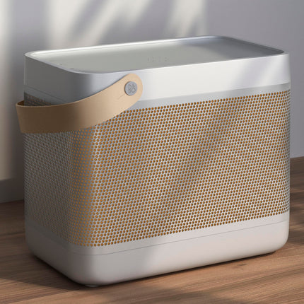 Bang &amp; Olufsen Beolit ​​20 - Powerful, loud, wireless, portable Bluetooth home speaker with 360-degree sound and integrated Qi charging station - Grey Mist