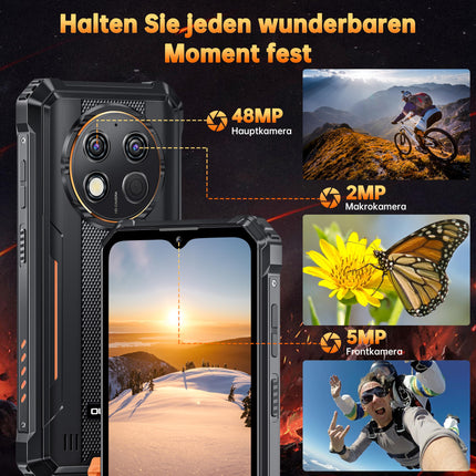 OUKITEL G1 õuetelefon Android 14-10600mAh 24GB+256GB õuetelefon ilma lepinguta 6.52 tolli 48MP+5MP kaamera ehitusplatsi mobiiltelefon kahe SIM-kaardiga IP68/NFC/OTG/GPS/Face ID