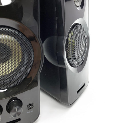 Woxter Big Bass 95 - multimeedia stereokõlarid, 20 W, võimsad, 3,5 mm pesa, nupud ja AUX-ühendused ning CASCOS eel-klaverikomplekt arvutitele/nutitelefonidele ja mängukonsoolidele, must