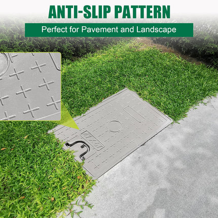 NATOTELA Manhole Cover and Frame, Fiberglass, 670 x 470 mm, Square Lid for Septic Tank, Access Control Cover, Non-Slip, Solid Reinforced Steel, Embedded Manhole Cover with Handle