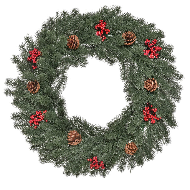 HOMCOM fir wreath door wreath Christmas wreath back with hanging eyelet PE green Ø60 x 8 cm