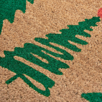 Hanse Home Coconut Doormat Christmas for Indoors - Dirt Trapper Mat Natural, Coconut Mat Christmas Trees Green, Non-Slip Doormat for Hallway, Entrance Area - 45x75cm