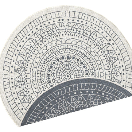 Northrugs Porto Indoor and Outdoor Rug Round – Round Reversible Rug Waterproof Mandala Design Flat Weave Rug Weatherproof for Balcony, Terrace, Garden, Living Room in Grey Cream, ⌀140cm