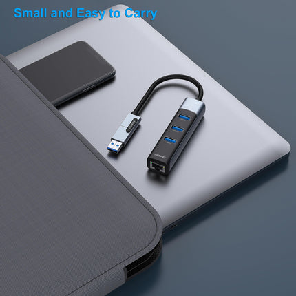 BENFEI Etherneti adapter 3*USB 3.0, USB Type-C/Type-A gigabitise Etherneti LAN-võrguadapteriga, ühildub iPhone 15 Pro/Max, MacBook Pro/Air 2023, iPad Pro, iMac, S23, XPS 17 jne.