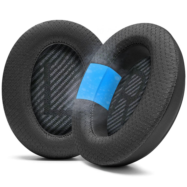 WC Freeze QC35 – Cooling Gel Ear Cushions for Bose QC35 and QC35ii (QuietComfort 35) Headphones and More | Breathable Sports Fabric, Cooling Gel, Extra Thick and Cooler for Longer | Black