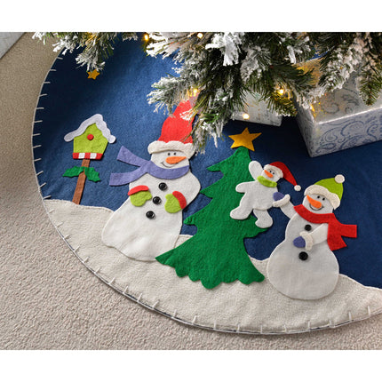 WeRChristmas Snowman Christmas Tree Skirt Decoration, Fabric, Multi-Colour, 90 cm, Large