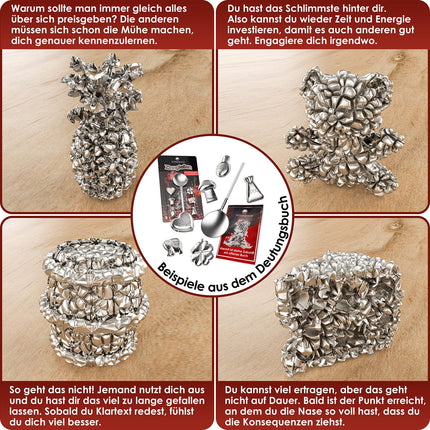 WEIDEBACH® Pewter Casting Set [VERSION 2024] 6 Figures, Lead Casting Alternative including Book with over 500 Interpretations, Non-toxic Pewter Casting as a New Year's Eve Game, Environmentally Friendly Pewter Casting Set, New Year's Eve
