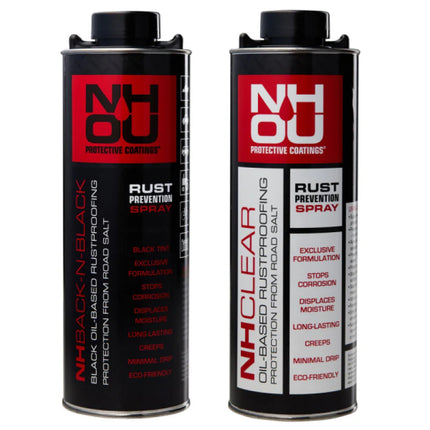 NHOU® õlikatte komplekt – roostevastane töötlus (2x1000ml: 1 must + 1 läbipaistev)