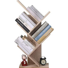 Etnicart Modern Bookcase with Tree Freestanding Bookcase CD Wood MDF Shelves Bedside Table 40 x 20 x 77 cm Design Shelf Office Entrance Living Room Small Library Tree Library