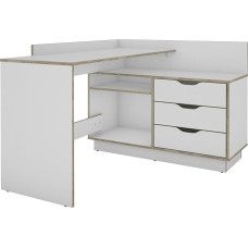 byLIVING Belfast Angle Desk / Right or Left Mountable / 3 Drawers / White - Sonoma Oak Edges / Office Table / Corner Desk / W 129 x H 83.5 x D 105 cm