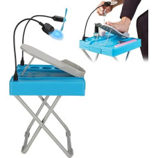 Foot Stool, Pedicure Footrest, Pedicure Stool, Adjustable Footrest Pedicure Footrest Sets and Kits Feet Hand and Nail Tools with LED Magnifiers Dry Fan Non-Slip