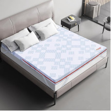 Maxzzz Viscoelastic Topper 135 x 190 x 7.5 cm Mattress Topper with Improved Ventilation, Unique Pressure Relief Zone for Better Sleep, Hypoallergenic Material, with Removable Cover