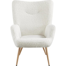 Yaheetech Dining Room Chair Recliner Chairs Upholstered Chair Armchair Wing Chair for Dressing Table & Living Room White