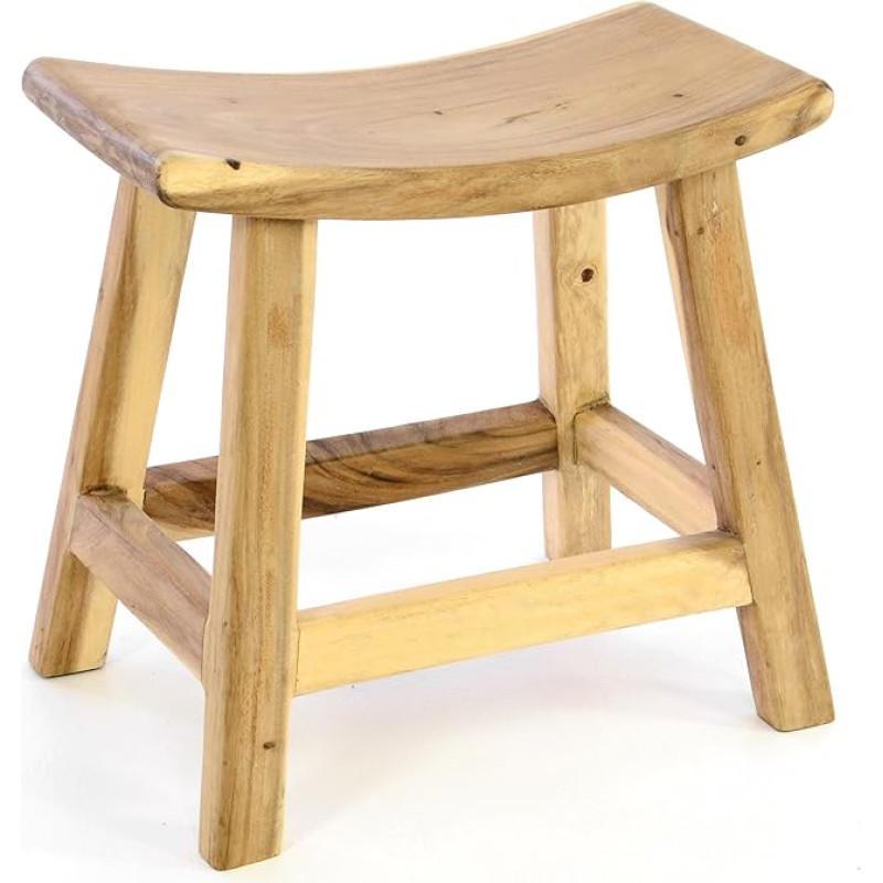 Divero Lagos Stool Made of Suar Wood, Untreated - Pure Handmade - Colour: Natural Brown