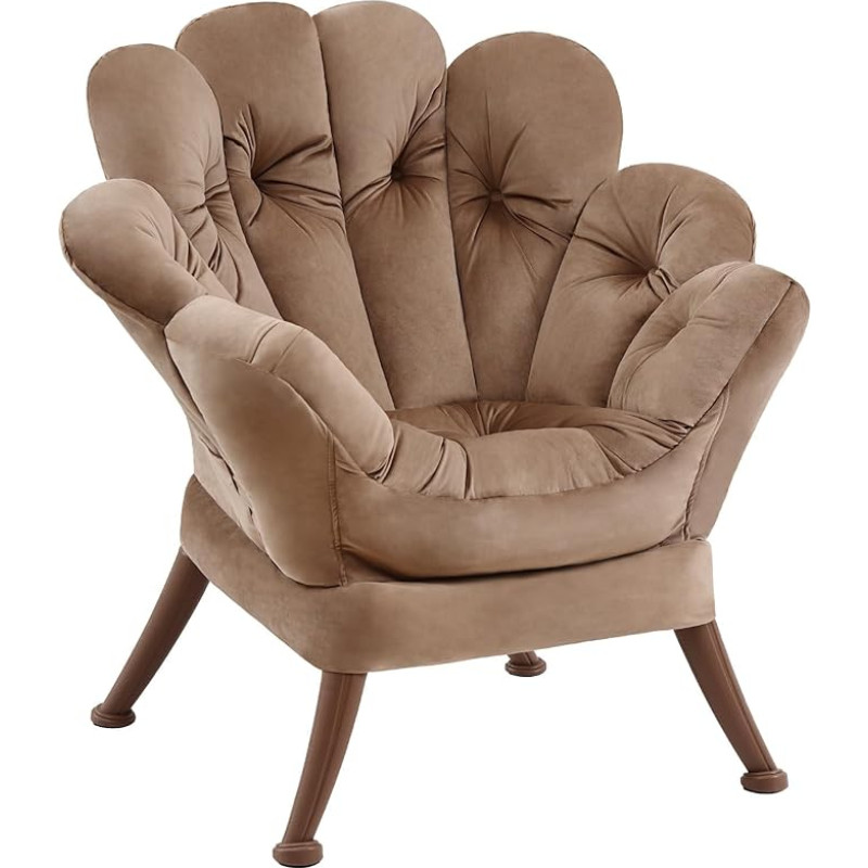 Welnow Mid-Century Modern Flower Shaped Living Room Chair with Side Pocket Floral Foam Steel Frame