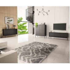 Lomadox Living Room Set 3-Piece Living Room Cabinet Living Room Furniture Living Room Cabinets Modern in Black Matt with Milled Fronts