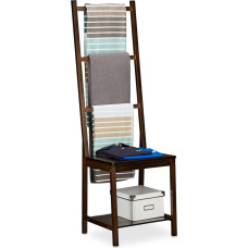 Relaxdays, Clothes Rack, Towel Stand, Valet Stand, Bamboo, H x W x D: approx. 133 x 40 x 42 cm, Dark Brown, Towel Holder, 40 x 42 x 133 cm