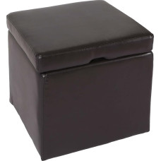 Onex Stool Cube Storage Box with Lid Leather and Faux Leather 45 x 44 x 44 cm FSC Brown