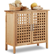 Relaxdays Vanity Unit, Walnut, 61 x 66 x 29 cm (H x W x D), Solid and Durable Bathroom Cabinet for Wash Basin or Vanity Unit, Light Wood, Natural