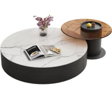 WLCNYL Design Coffee Table Round Stainless Steel Coffee Table Set Villa Decor Living Room Home Furniture (Argento)