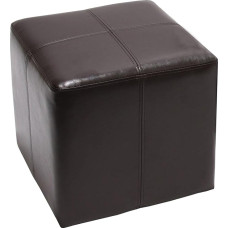 Mendler Onex Cube Stool Leather and Faux Leather 36 x 36 x 36 cm FSC® Certified Brown