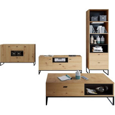 Olier II Living Room Set, Add-On Wall Cabinet Living Room Cabinet Living Room Wall Media Wall Coffee Table TV Cabinet Chest of Drawers Shelf (Artisan Oak / Artisan Oak + Black)