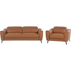 Narwik Leather Sofa with Headrests Modern Living Room Set Golden Brown