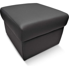 Quattro Meble Toledo Nero Folding Stool with Storage Space 50 x 50 x H 40 cm Black Genuine Leather Stool Cowhide Seat Cube Footstool Puff