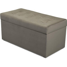 MG Design Upholstered Stool, 45 x 90 cm, Beige - Soft Seat, Hinged with Storage Space (105 Litres) Holds a Load of up to 100 kg, Velour - Stool for Living Room, Bedroom, Hallway