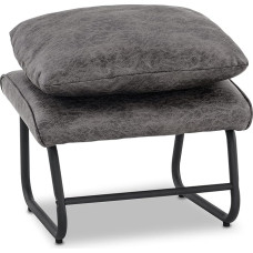 M MCombo Stool Footrest with Metal Legs + Cushion, Vintage Stool Ottoman Dressing Table for Living Room Bedroom, Square 39 x 57 cm, Microfibre Fabric, 4742-2 (Dark Grey/Brown) (Dark Grey)
