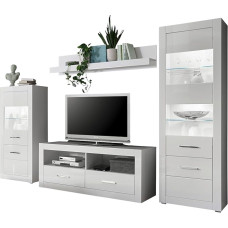 Furn.Design Carrara Wall Unit in White High Gloss Living Combination 4-Piece 300 x 198 cm
