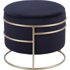 Techni Home Elegant Round Velvet Ottoman with Gold Frame and Storage (Black)