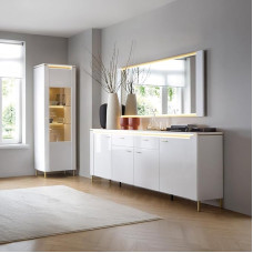 Lomadox Living / Dining Room Set 3-Piece in White with Gold Accents