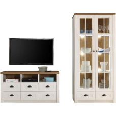 Furn.Design Seyne Wall Unit in White Pine and Light Oak Country House 2-Piece Combination 240 x 198 cm