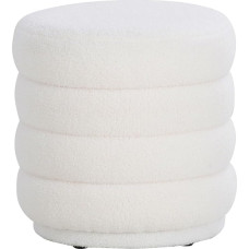 Linon Sherman Sherman Round Ottoman with Stitched Channel Designs, White