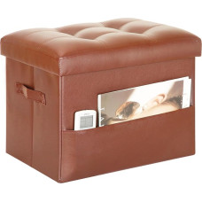 BelugaHelper Ottoman with Footrest, Folding Ottoman with Storage Space with Thicker Foam Padded Seat, 150kg Footstool, Bench for Living Room, Bedroom, Home Office Table, 43.2 x 33