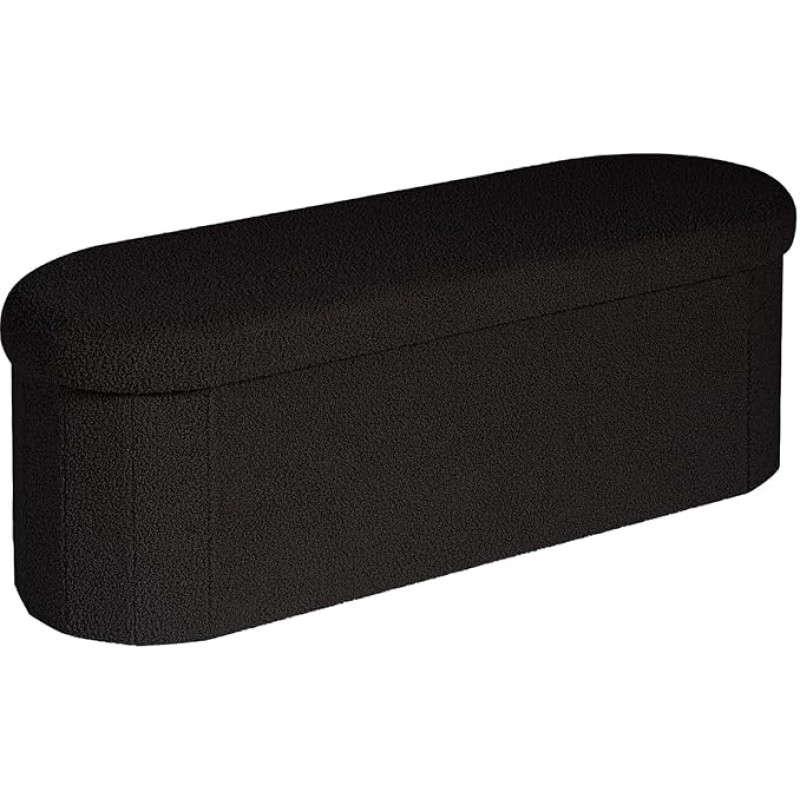 B FSOBEIIALEO Ottomane mit Stauraum für Wohnzimmer, Sherpa-Faltaufbewahrung, Ottomane, Fußstütze, 100 cm, zusammenklappbar, Schlafzimmerbank, Schwarz