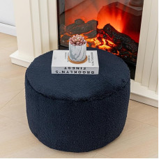 AbunHeri Pouf Ottoman Filled Velvet Floor Pouf Footrest Ottoman Footstool Bean Bag Floor Chair for Bedroom Living Room 20 x 12 Inch with Filler Navy Blue