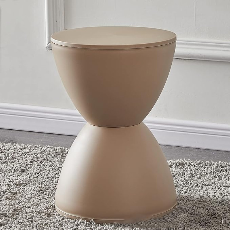Footstool, Thickened Plastic Shoe Changing Stool, Round Footstool, Living Room Footstool, Low Coffee Table, Foot Stool, Living Room, Bedroom, Shoe Change Stool, Modern Home (Khaki)