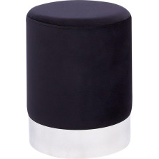 Brigitte Glamour Look Round Velvet Black Metal Silver Velvet Stool