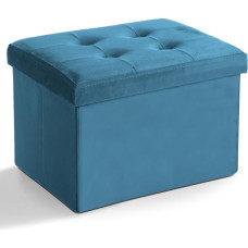 LINMAGCO Velvet Ottoman Storage Ottoman Modern Blue Velvet 100% Fabric 17