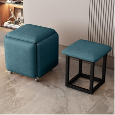 YXZN 5 in 1 Nesting Stool Footrest Stool Cube Footrest Seat Stackable Stool Footstool with Wheels for Bedroom Dorm Living Room