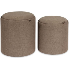 Versa Bangalore Square Puff Stool Footstool for Living Room or Bedroom, Set of 2, with Storage Space, Measures (H x L x W) 44 x 39 x 39 cm, Textile, Brown