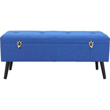 Happy Home Company 12473 Bench Chest Fabric Bench with Storage Compartment Ottoman in Case Design Blue