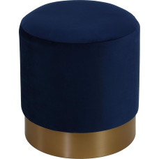 Cortesi Home CH-OT906303 Sheppe Cylindrical Ottoman Blue Velvet with Gold Base