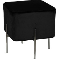 Cortesi Home Zane CH-OT165512 16-inch Velvet Ottoman with Metal Legs - Black