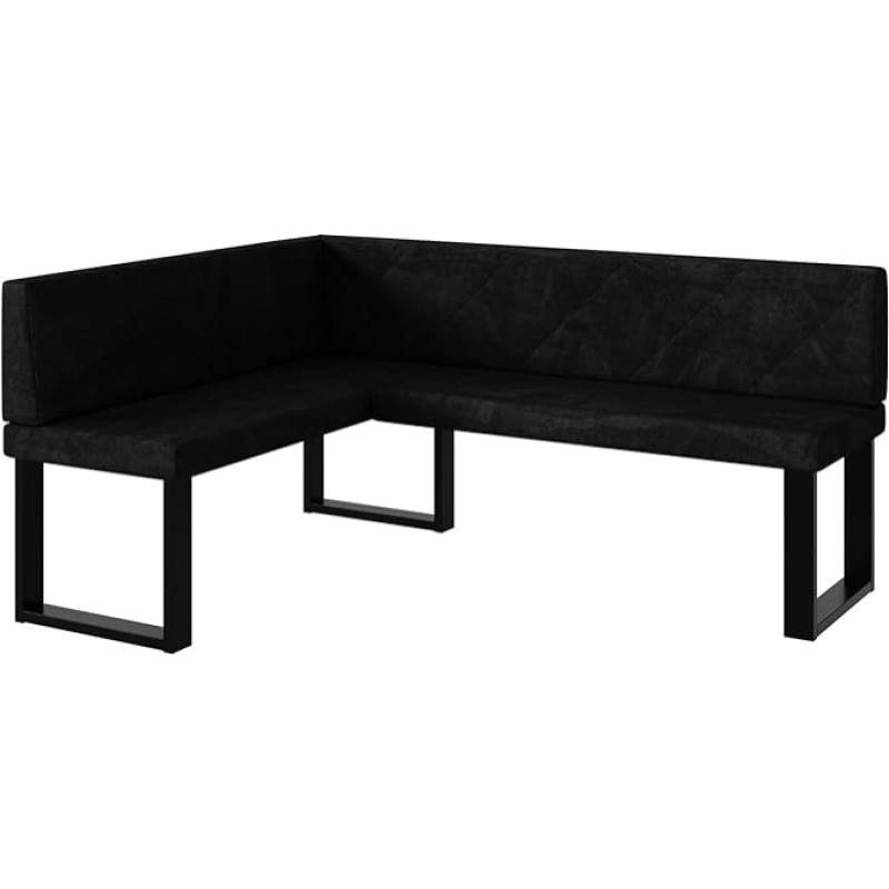 MEBLINI nurgapink söögituppa - köögipink - söögituba - istumisruumi köök - ERIC - U-jalad 128 x 168 x 87 cm vasakule - grafiitne sametne