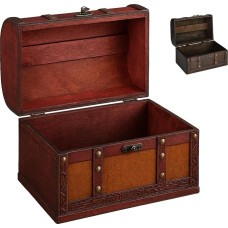 flexilife Puidust aardekirst erinevates suurustes - Kinkekirst puidust - Aardekirst laste sünnipäevaks - Aardekirst pulmadeks (helepruun - kunstnahk, keskmine - 35 x 25 x 20 cm)