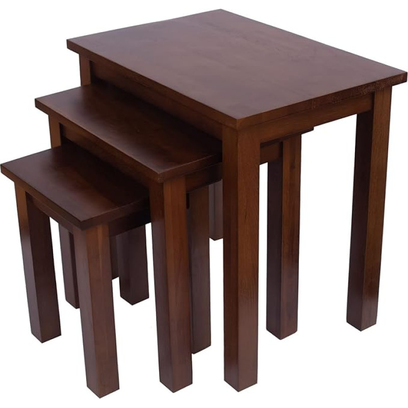 ARPHASLE Komplekt 3 öökaplaati Tammest pesitsev küljelaud Tahke kohvilaud Naturaalne puit Tammest puidust laud Magamistuba Elutuba