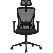 Durrafy ergonoomiline kontoritool, töölaua tool reguleeritava peatoe, käetugede, nimmepiirkonna toe, reguleeritava kõrgusega, 90°-130° pööretega, juhtimistool, 150 kg kandevõime, must